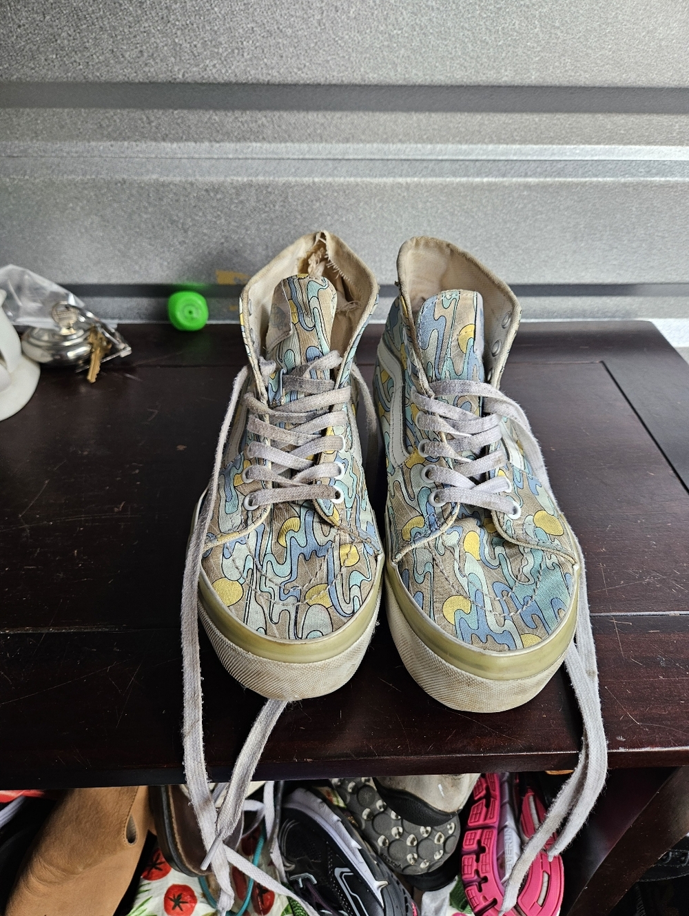 Vans Women's Size 7 Sk8-Hi Tapered Uv Ink Sunwaves Platform Shoes White Blue